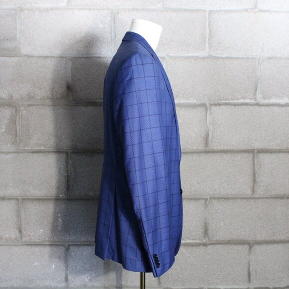 EMILIO GUIDO 44R US Super 150 Wool Sport Jacket Window Pane Royal Blue Blazer - Picture 7 of 11